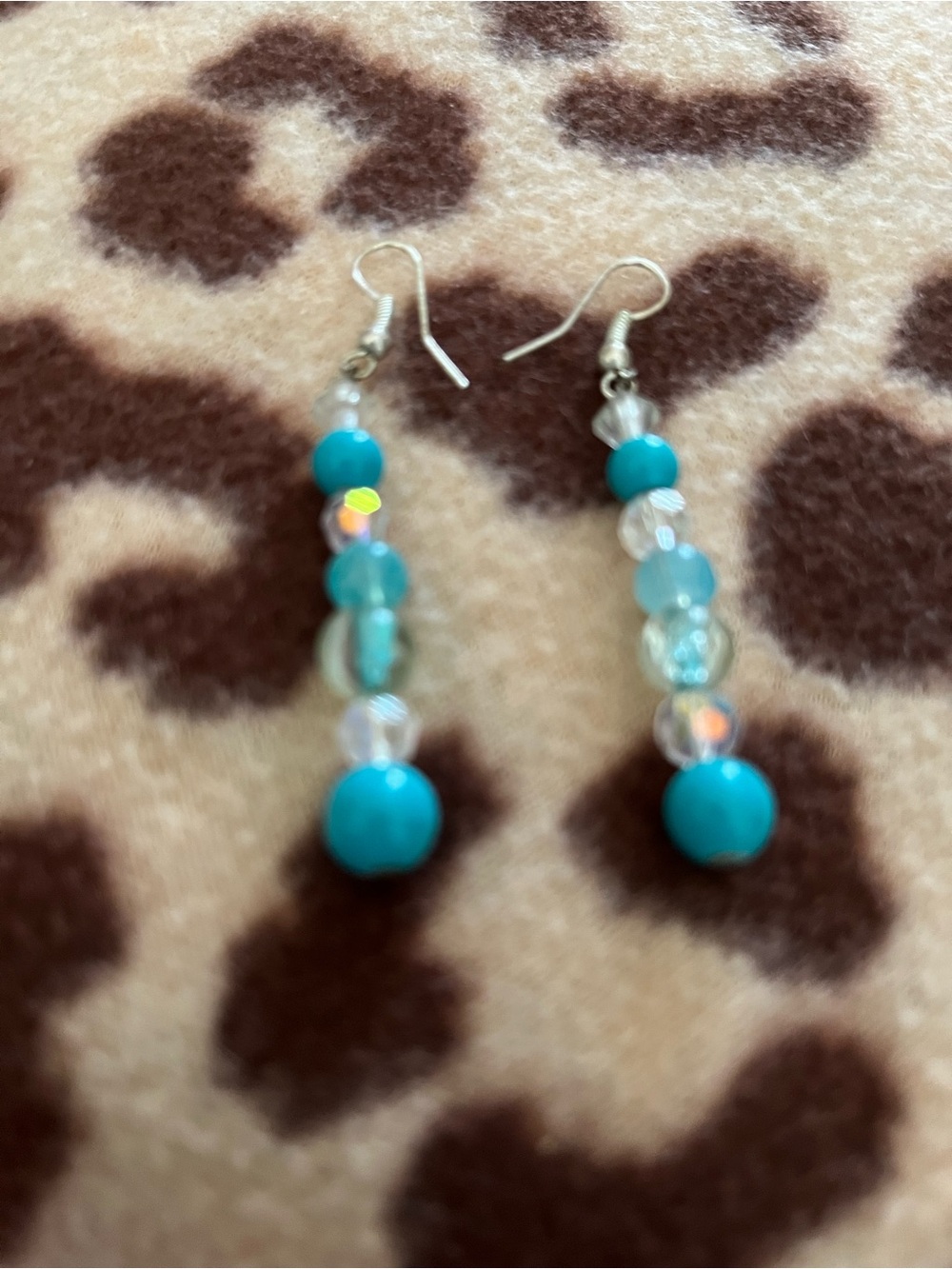 Turquoise Beaded Drop Earrings for Women - Bright Aqua Beads